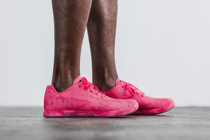 Pink Nobull Neon Pink Camo Men's Trainers | CA X1485Y